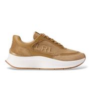 lauren ralph lauren para mujer 802p18468001 deportivas franky de ante de oveja y piel camel 37 beige plano 3 a 5cm cordones casual