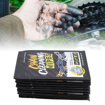 12 Toallitas Limpiadoras de Cadena de Bicicleta, Empaquetadas Individualmente, Eliminación Eficiente de Suciedad, Toallitas para Cadenas, Motores y Bujes de Motocicleta