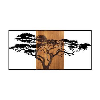 Decoración Pared De Madera Acacia Árbol-328 Nogal Negro 147x3x70 Cm