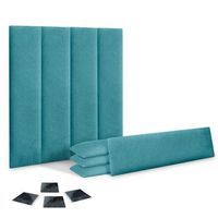 dhome juego de 8 paneles tapizados de tela autoadhesivos para pared acusticos absorbentes proteccion impactos cabeceros turquesa 60x20cm x8