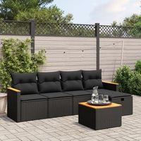 conjunto de sofas de jardin 6 uds  mueble jardin mesa y sillas y cojines ratan sintetico negro cfw965088