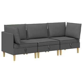 Juego De Sofá Modular Con Almacenamiento 3 Uds. Gris Oscuro Vidaxl