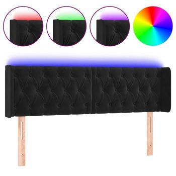 Cabecero Con Led De Terciopelo Negro 147x16x78/88 Cm
