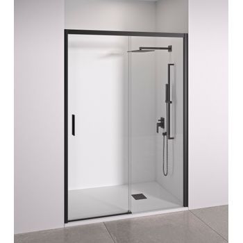 Mampara De Ducha Frontal Negra 105-110 Cm Acceso Izquierda Bellobath