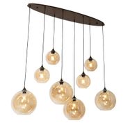 lampara de techo ovalada bronce con cristal ambar 8 luces