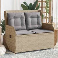 sillon reclinable de jardin  silla de exterior con cojines ratan sintetico beige cfw881424