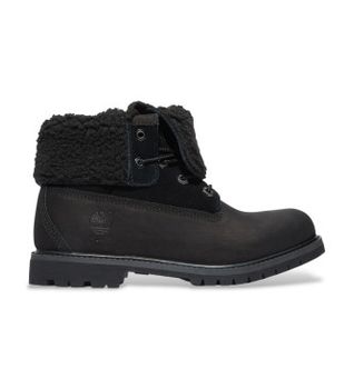 Timberland para mujer. TB18149A0011 Botas de piel Authentic Mid Warm negro (38 W), Plano, Cordones, Casual