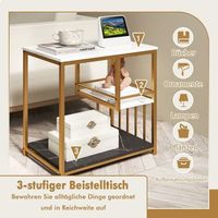mesa auxiliar con aspecto de marmol mesita de noche de 3 niveles con estructura de metal mesa de centro mesa de salon moderna color blanco