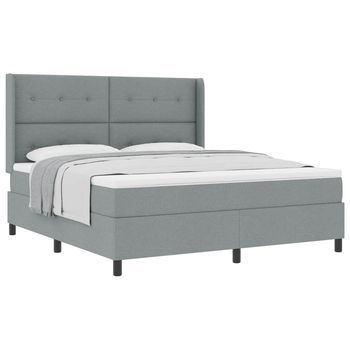 Cama Tipo Box Spring Con Cojín Gris Claro 200 X 180 Cm Tela Vidaxl