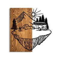 decoracion pared de madera camp life nogal negro 54x57 cm