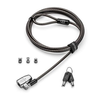 Candado portátil Kensington ClickSafe 2.0 Universal, Llave, 1,8m, 3 anclajes, Acero al carbón, Negro