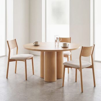 Mesa de comedor redonda de chapa de roble Ø150 cm