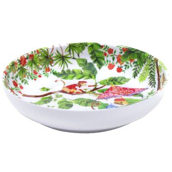 Plato hondo de pura melamina decorado con monos de bali 20 cm