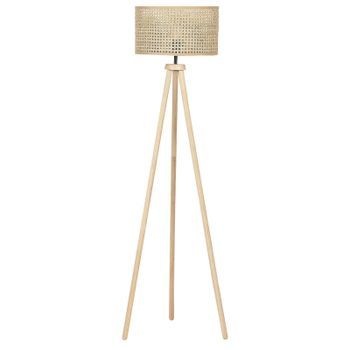 Lámpara De Pie De Ratán Madera De Caucho Natural 150 Cm Trípode Penton