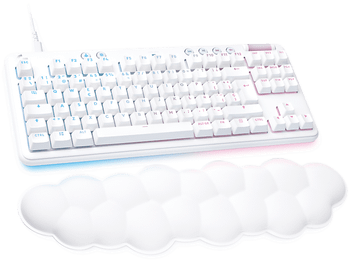 Teclado gaming - Logitech G G713 Tactile Aurora Collection, Táctil, Reposamanos, USB, Retroiluminación, Controles multimedia, RGB Lightsync, Blanco