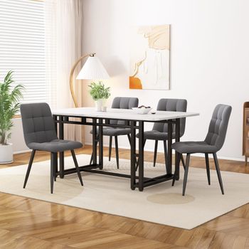 Mesa de comedor lujo ligero con patas de metal 120 cm, blanco