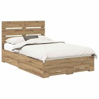 cama matrimonial  cama para adulto  estructura de cama con cajon roble artesanal 120 x 190 cm