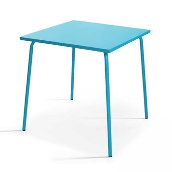 Mesa De Jardín Cuadrada De Metal Azul