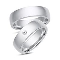 alianzas 14 quilates oro blanco con diamante