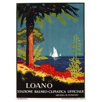 legendarte - cartel turistico vintage loano - cuadro lienzo impresion digital cm 50x70