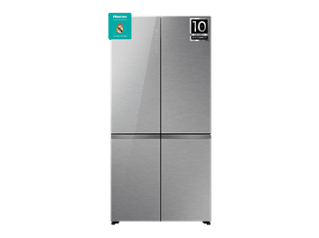 Frigorífico americano - Hisense RQ5P605NSVE, No Frost, 190 cm, 591 L, Kitchen Fit, Cajón de vacío, Cristal Inox