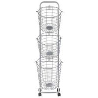 carrito con 3 cestas de metal plateado almacenaje alambre asas ruedas ayapal