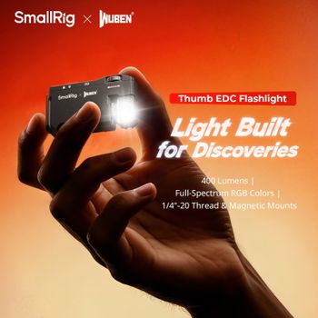 Linterna EDC SmallRig Thumb Linterna ultracompacta 5 en 1 con base magnética de cabeza de luz giratoria, clip trasero, 1/4