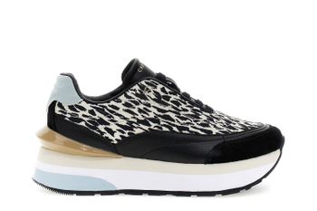 running en nailon y cuero con estampado animal multi black