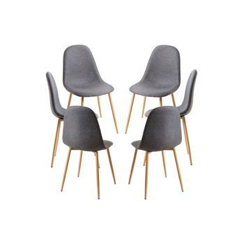 Pack 6 Sillas Teok Tela De Tela 84*39*42 Cm - Gris Oscuro