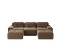 sofa modular u 3 plazas - corduroy montaje libre con otoman - marron