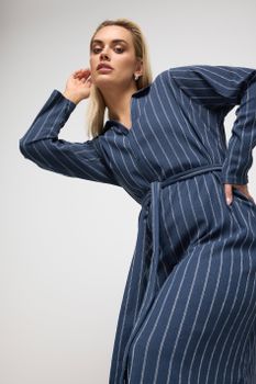 Yours Vestido Camisero Azul De Raya Diplomática, Mujer Curvy Y Tallas Grandes, Yours