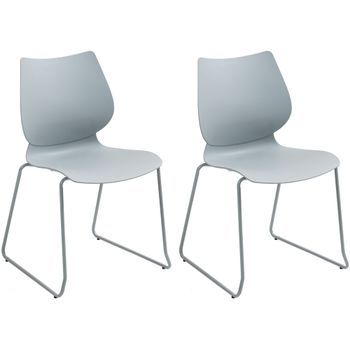 Set De 2 Sillas Apilables Houma Plástico Gris 50x47x86 Cm Clp