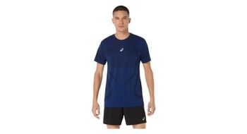 Maillot asics road de manga corta sin costuras azul hombre