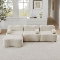 sofa modular beige de 3 plazas en forma de l con puf y espuma 32d
