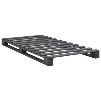 Cama Individual | Cama Para Adultos | Estructura De Cama De Palés Madera Maciza Pino Gris 100x200 Cm
