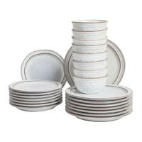 vajilla de 24 piezas gres caolin hecho a mano acabado esmalte reactivo gris claro chives