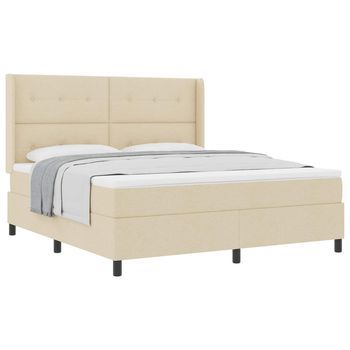 Cama Tipo Box Spring Con Cojín Manual Crema 200 X 180 Cm Tela Vidaxl