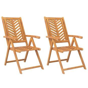 Pack 2 Uds Sillas De Jardín | Silla De Exterior | Sillón Reclinables Madera Maciza Acacia