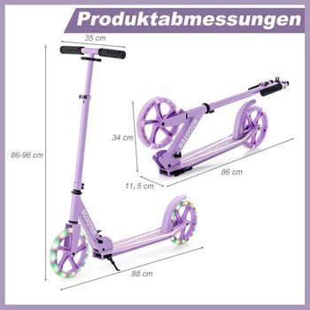 Patinete Plegable, Patinete De Altura Ajustable, Patinete Urbano, Capacidad De Carga De 100 Kg, Color Morado
