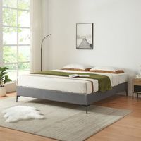 cama doble lilla con revestimiento de textil 180x200 cm - gris oscuro encasa