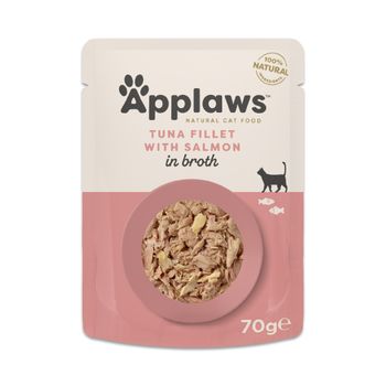 Applaws Cat Natural en caldo 48 x 70 g - Pack de prueba - Filete de atún con salmón