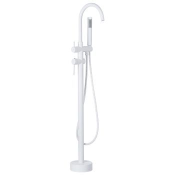 Grifo De Baño Mono Mando De Latón Blanco Con Ducha De Mano Bañera Independiente Moderno Tugela