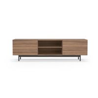 mueble tv melamina nogal patas grafito 52x180x44 cm