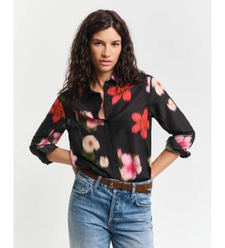 Gant para mujer. 4300423 Camisa Floral negro (34), Casual, Viscosa, Manga larga