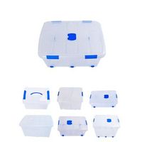 jardin202 - cajas de almacenaje ordenacion de plastico transparentes con tapa azul  con y sin ruedas  ropa libro  juguestes  pack 6 uds 30l  pack 6 uds 30ljardin202