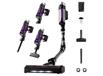 Aspirador escoba - Rowenta RH2039WO X-Force Flex 9.60 Allergy, 200 W, 0.4 L, 45 min, Tecnol. Ciclónica, 3 modos, Multisuperficie, Ultraligera, Púrpura