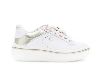 zapatillas blancas de piel con cordones y aplicaciones white/gold 37