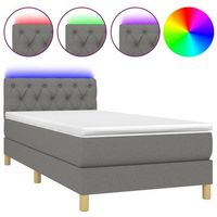 cama individual  cama box spring  cama para adultos con colchon y led tela gris oscuro 80x200 cm