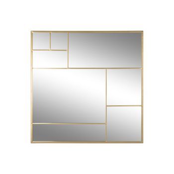 Espejo Hierro Cristal 90x2x90 Dorado