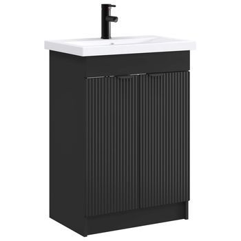 Juego De Muebles De Baño Negro 56 X 37,5 X 81 Cm Vidaxl